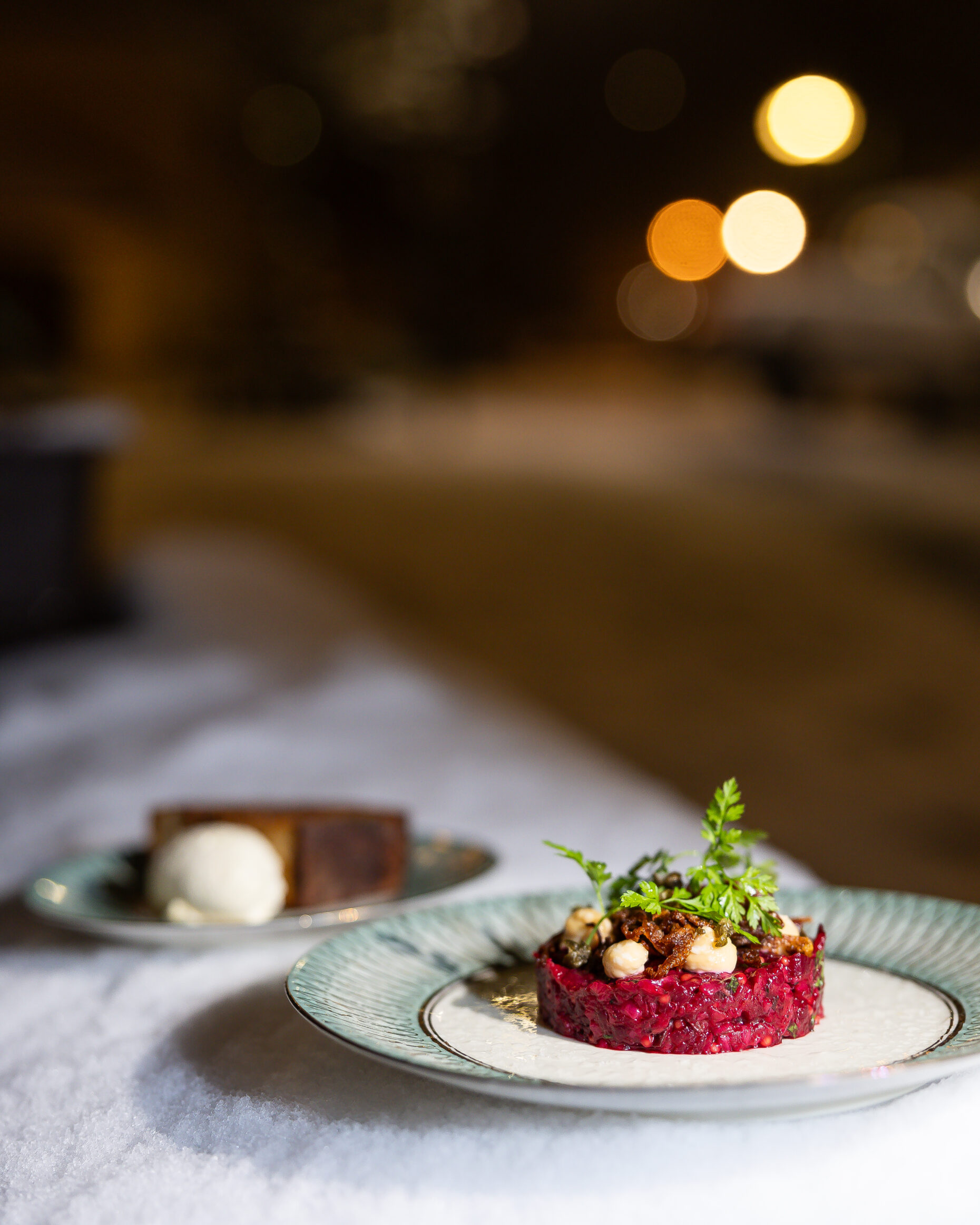 Beet tartare, fried onion, chervil